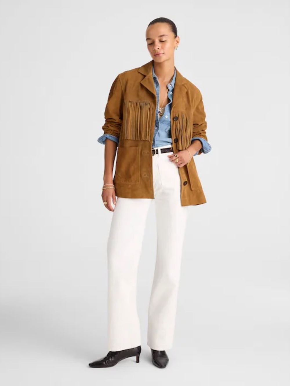Madewell Fringe Shirt-Jacket in Suede - Picture 5 of 5